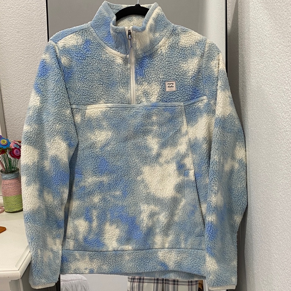 Billabong Women’s Adventure Division 1/4 Zip Fleece Pullover Large Blue Sherpa